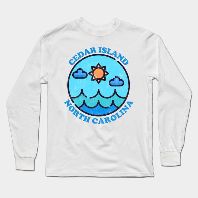 Cedar Island, NC Summertime Vacationing Ocean Skyline Long Sleeve T-Shirt by Contentarama